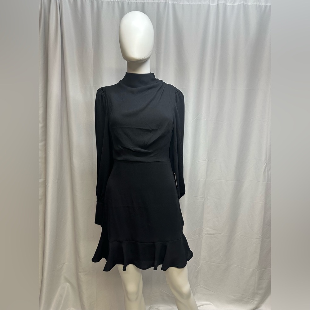 Express Mock Neck Mini Black Dress